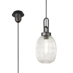 NLK05679 Amsterdam 1 Light Pendant Aged Pewter Matt Black