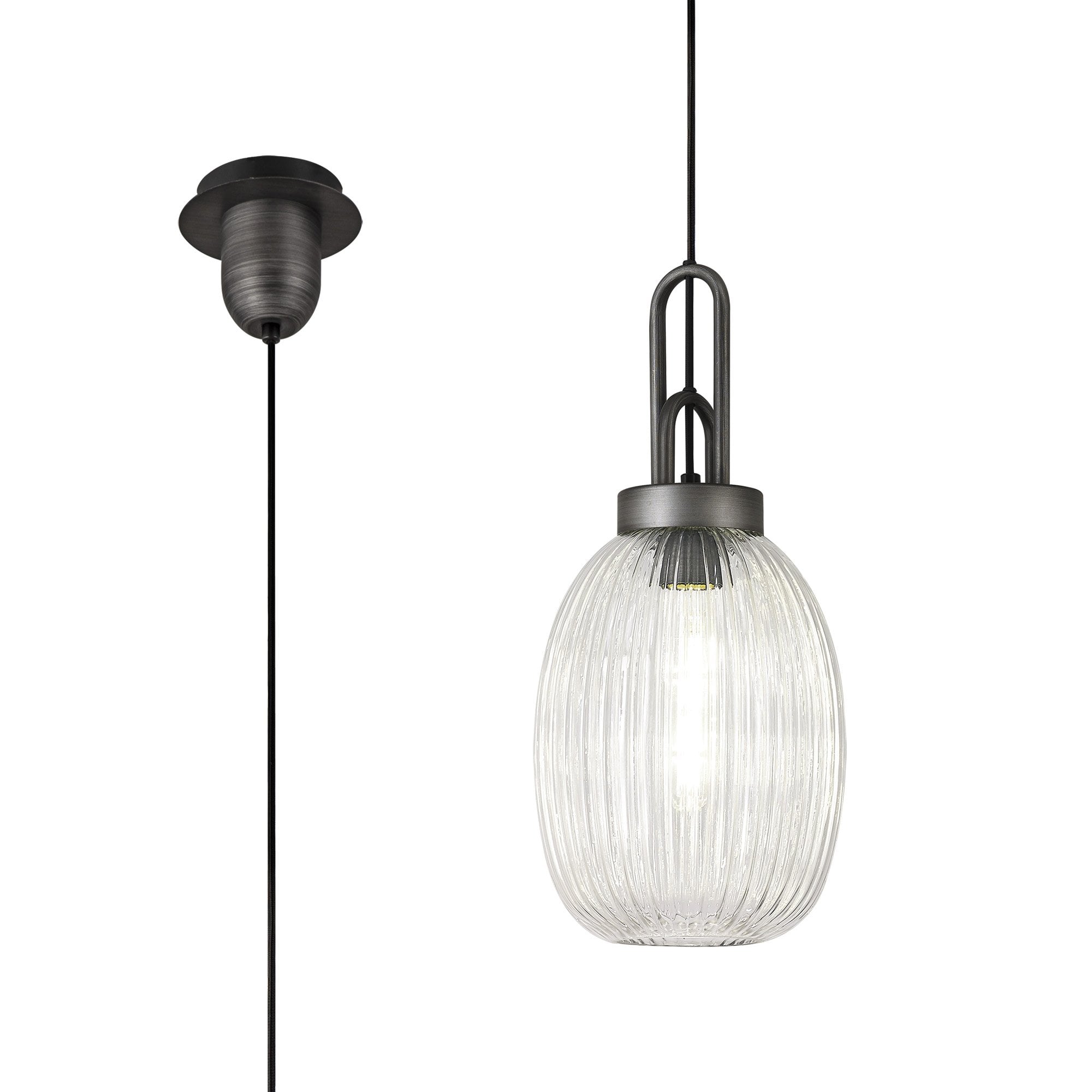 NLK05679 Amsterdam 1 Light Pendant Aged Pewter Matt Black
