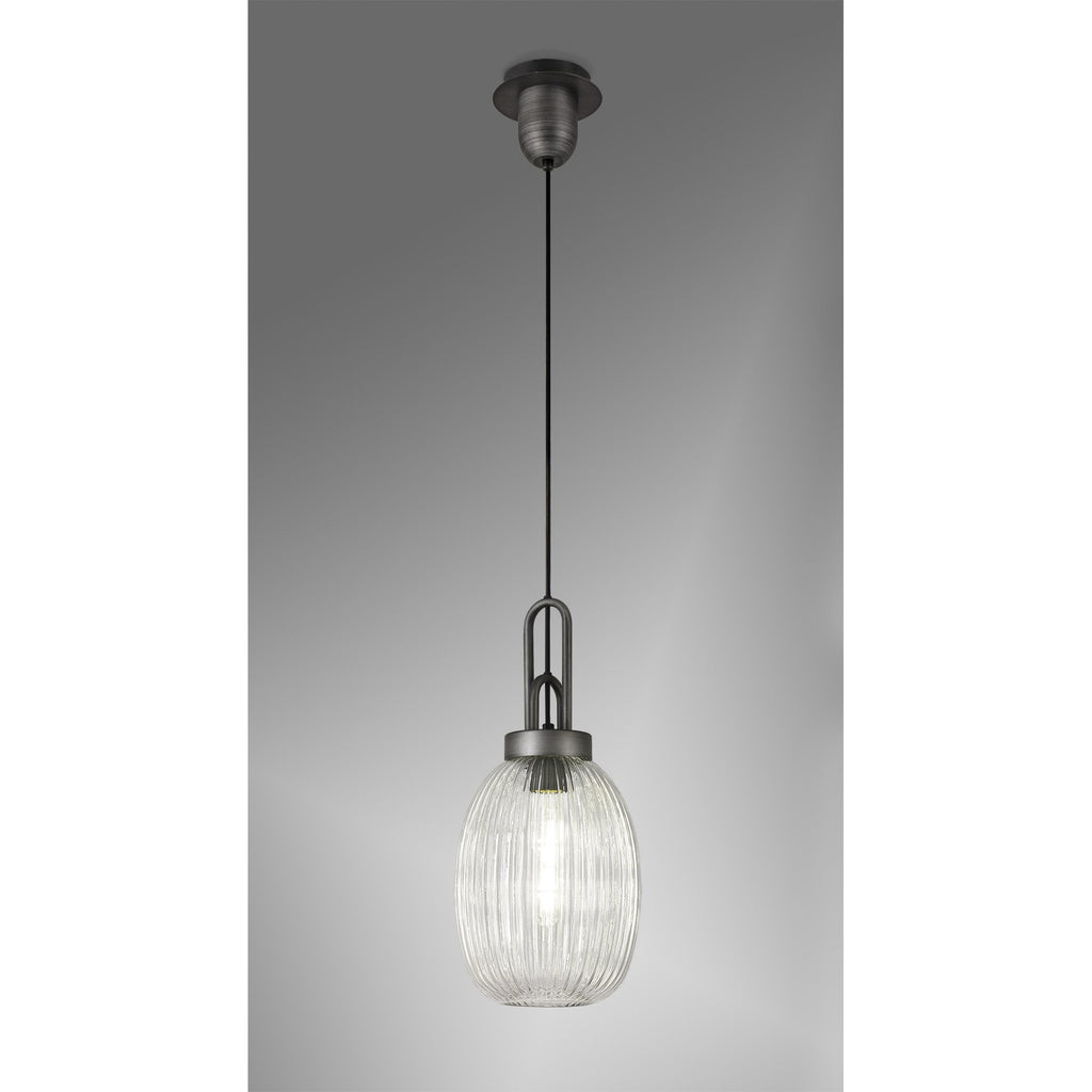 NLK05679 Amsterdam 1 Light Pendant Aged Pewter Matt Black