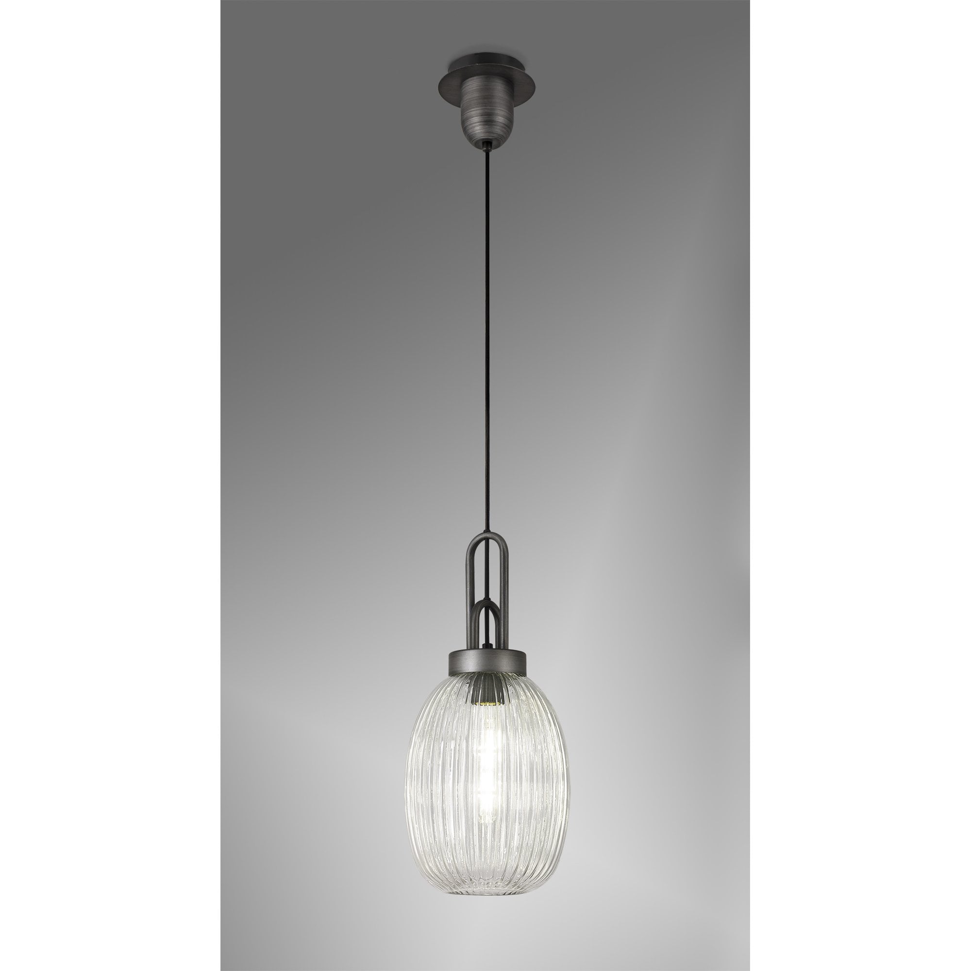 NLK05679 Amsterdam 1 Light Pendant Aged Pewter Matt Black