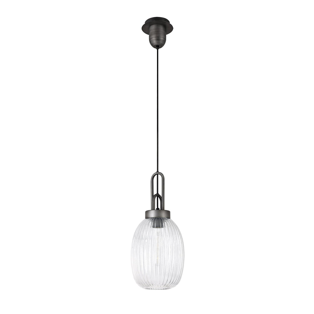 NLK05679 Amsterdam 1 Light Pendant Aged Pewter Matt Black