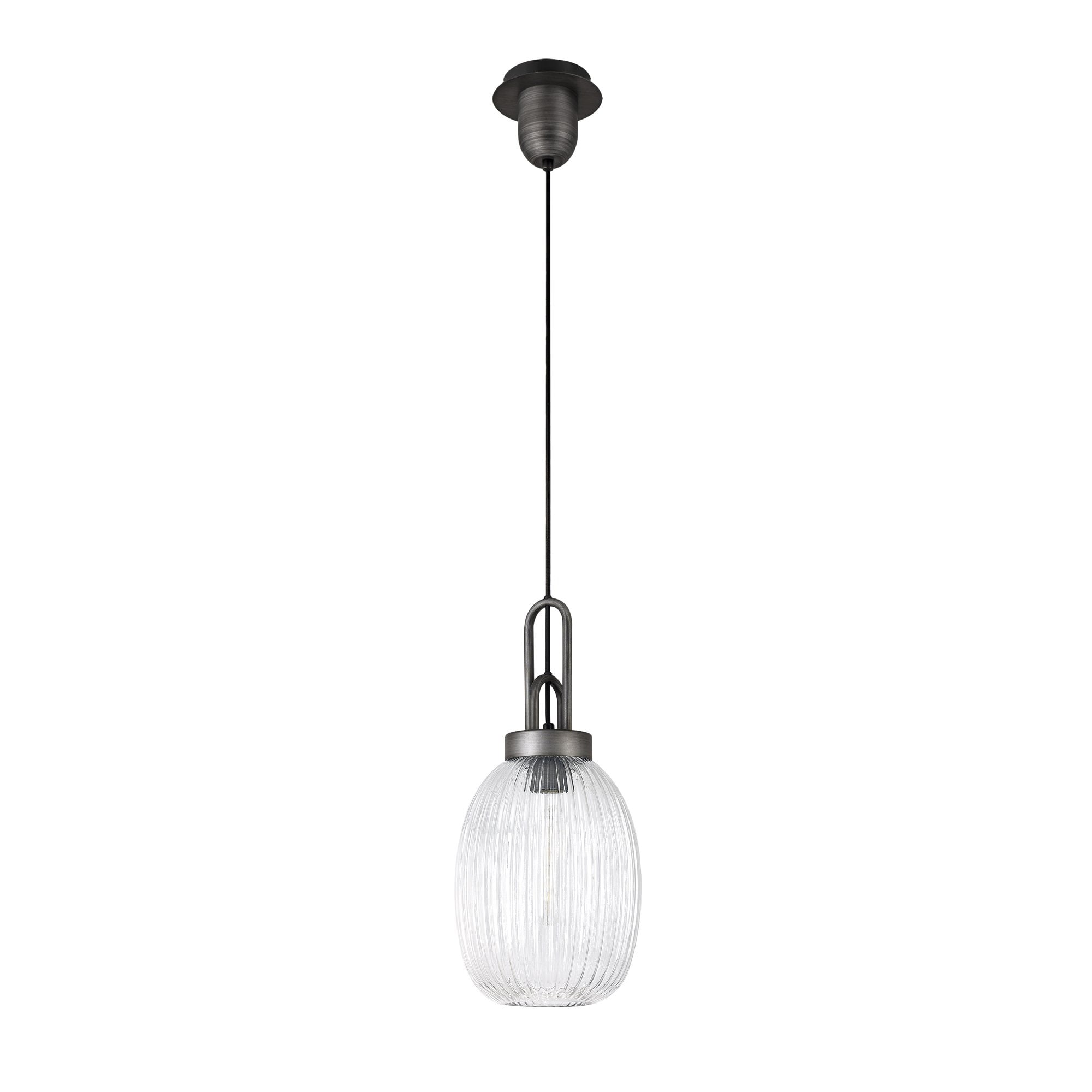 NLK05679 Amsterdam 1 Light Pendant Aged Pewter Matt Black