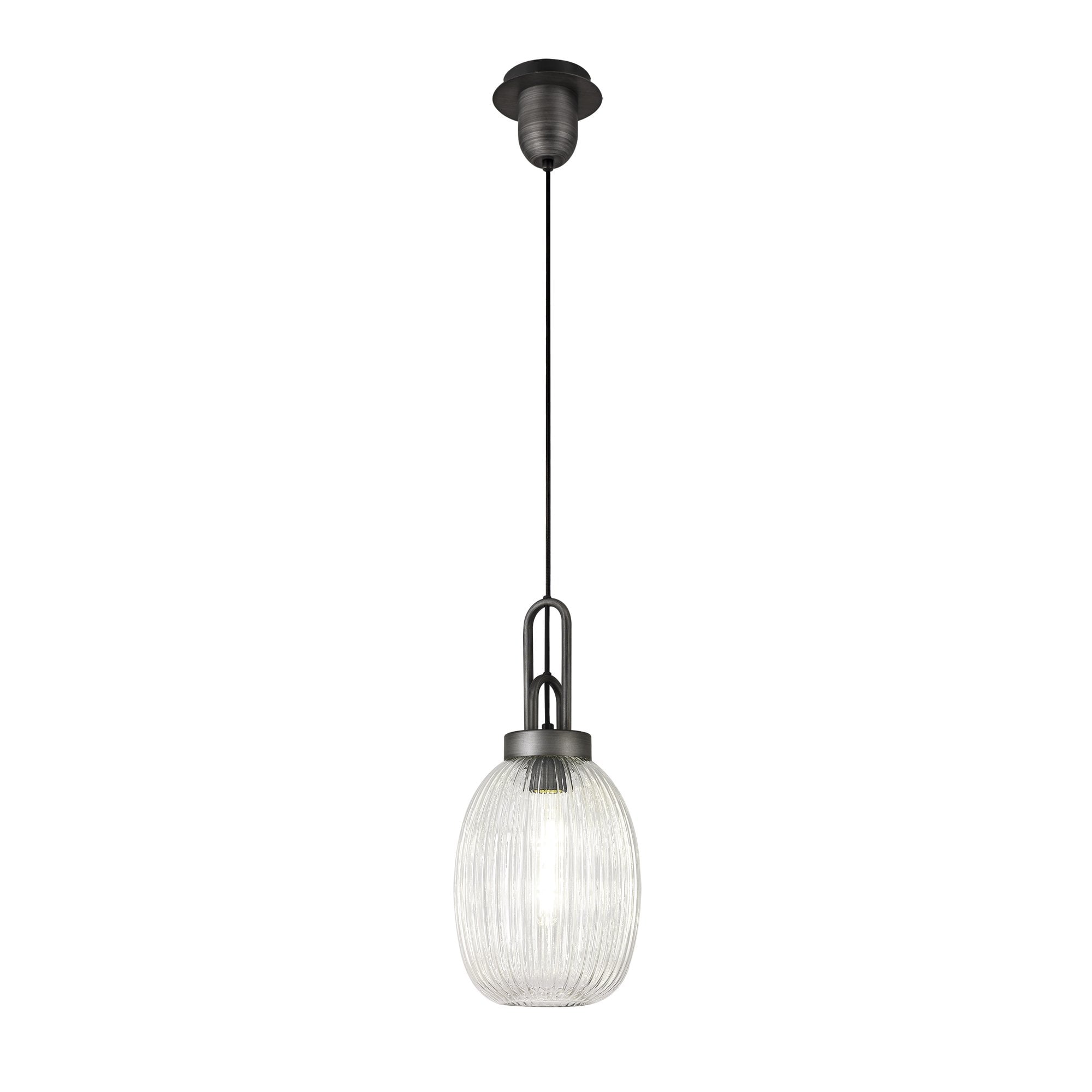 NLK05679 Amsterdam 1 Light Pendant Aged Pewter Matt Black