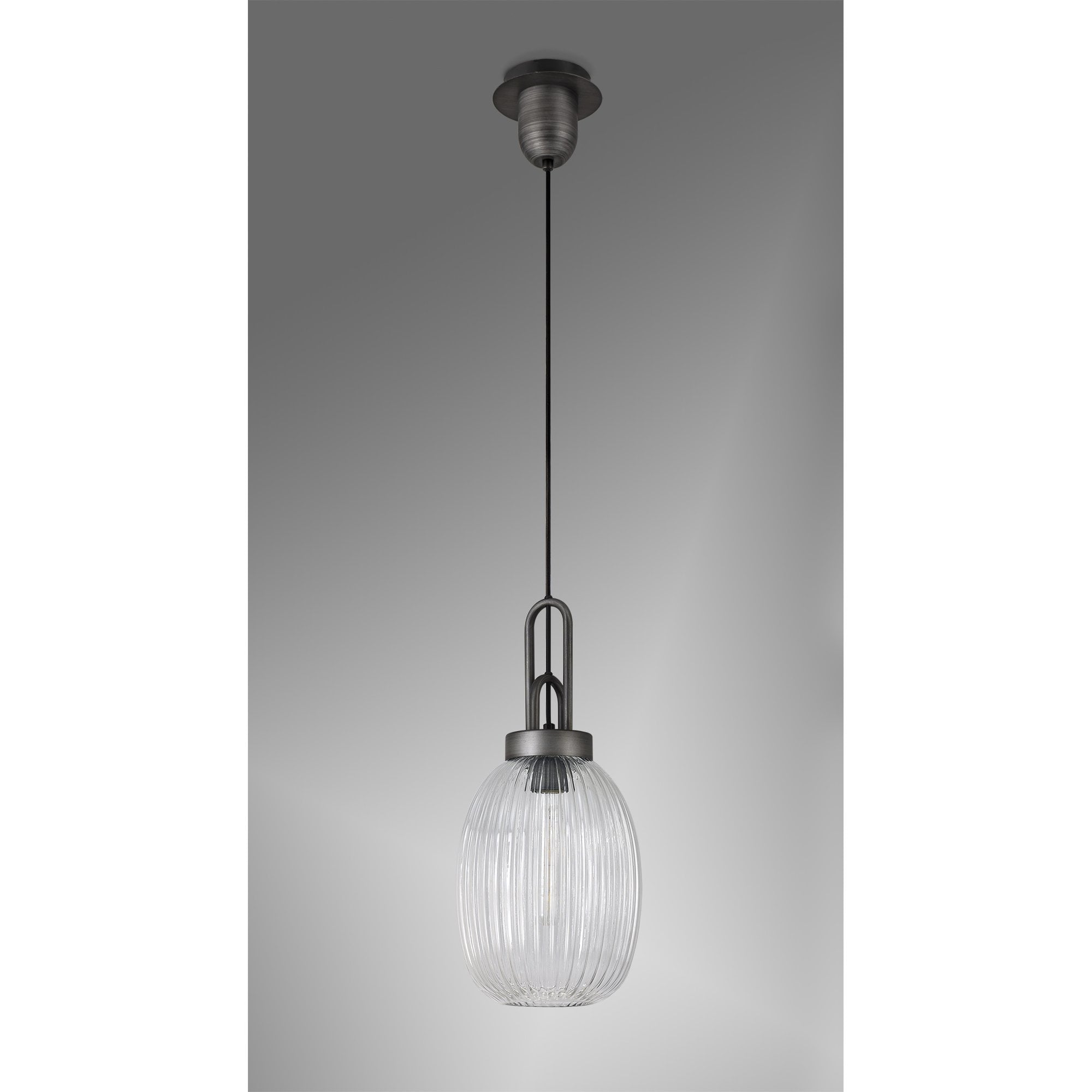 NLK05679 Amsterdam 1 Light Pendant Aged Pewter Matt Black