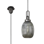 NLK05689 Amsterdam 1 Light Pendant Aged Pewter Matt Black