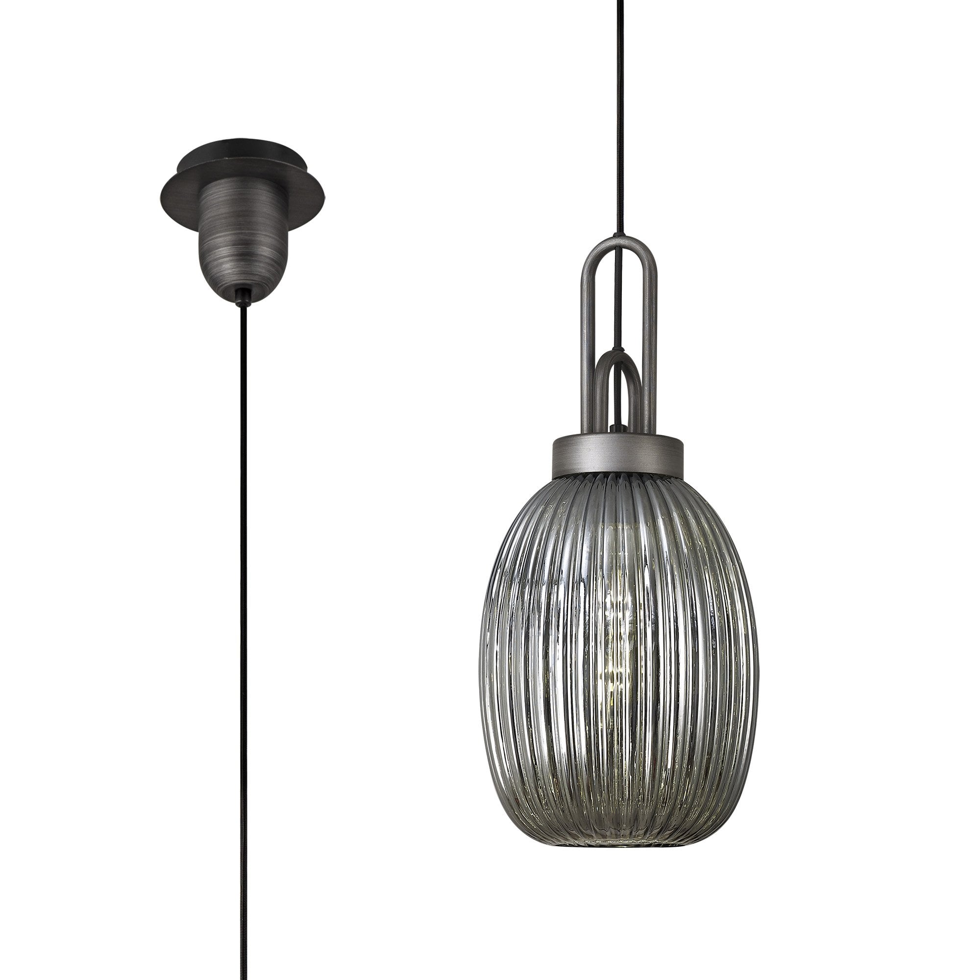 NLK05689 Amsterdam 1 Light Pendant Aged Pewter Matt Black