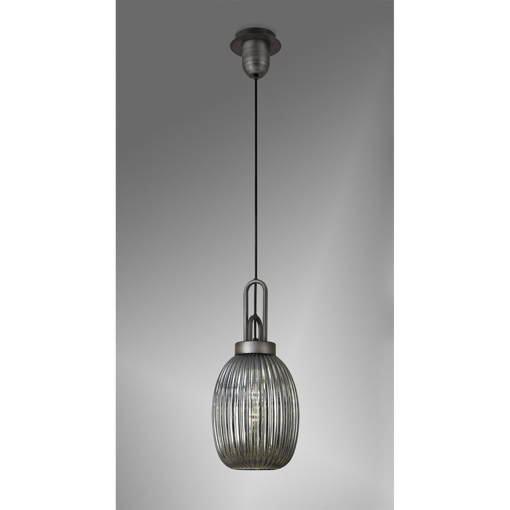 NLK05689 Amsterdam 1 Light Pendant Aged Pewter Matt Black