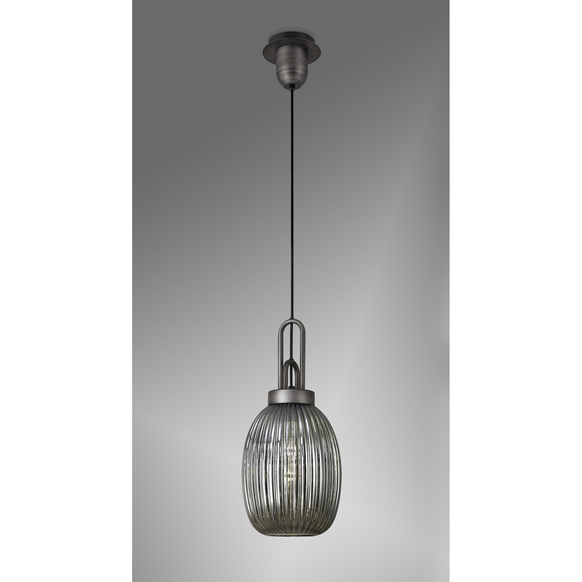 NLK05689 Amsterdam 1 Light Pendant Aged Pewter Matt Black