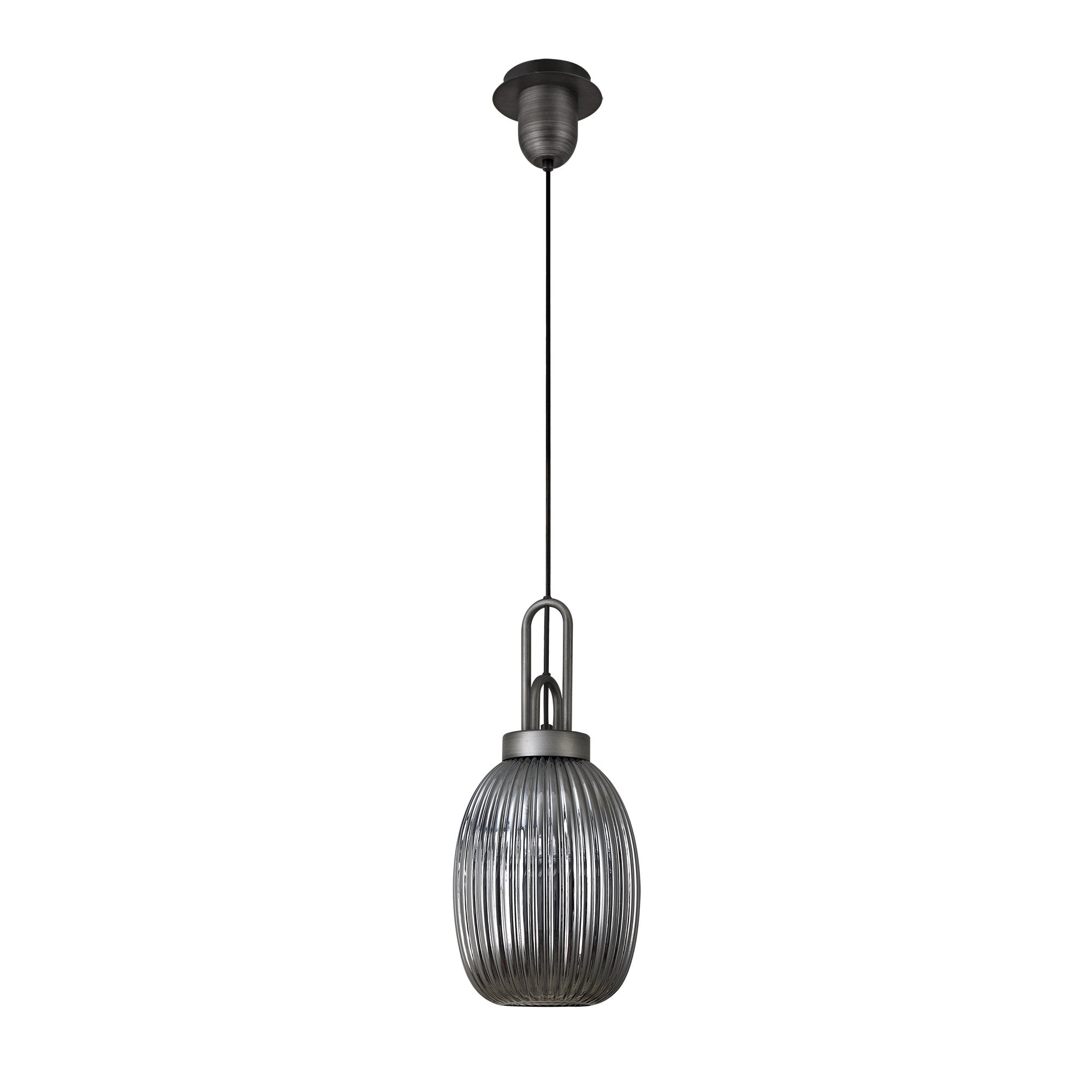 NLK05689 Amsterdam 1 Light Pendant Aged Pewter Matt Black