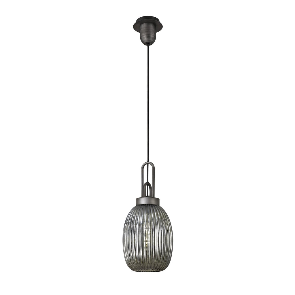 NLK05689 Amsterdam 1 Light Pendant Aged Pewter Matt Black