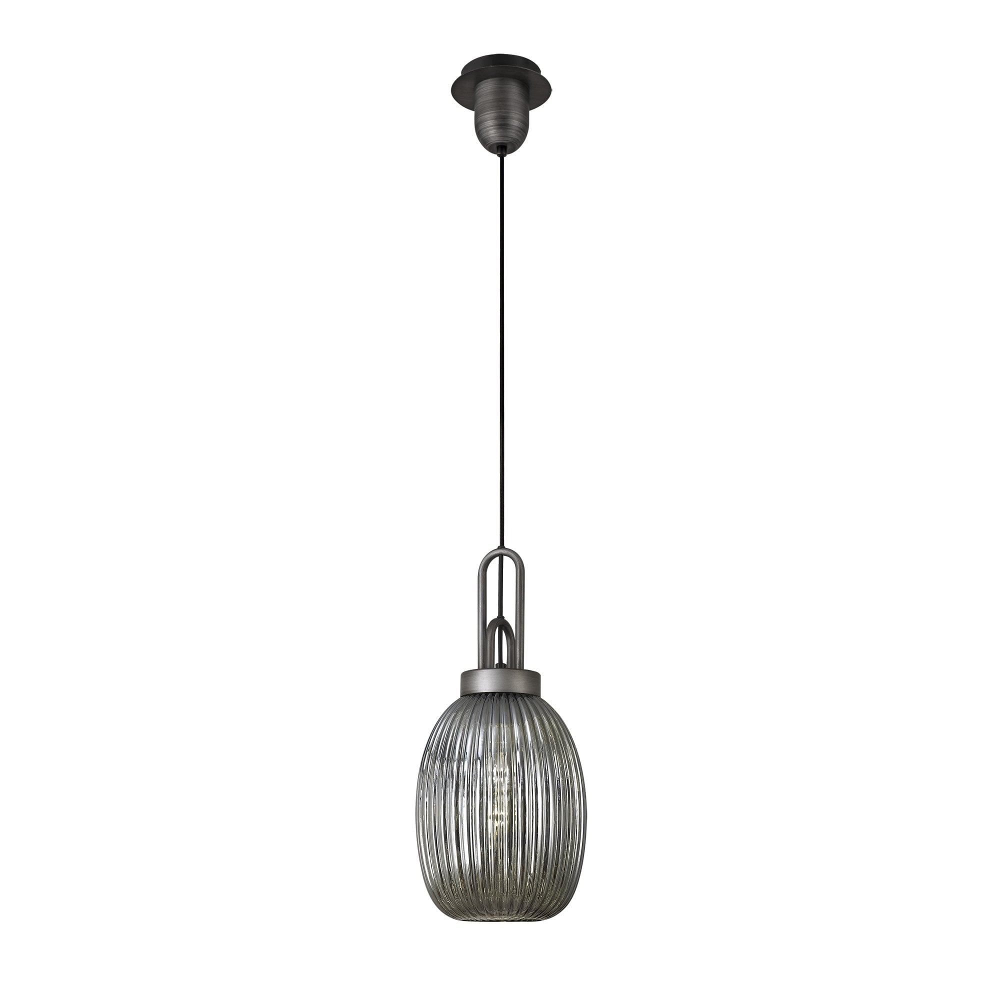 NLK05689 Amsterdam 1 Light Pendant Aged Pewter Matt Black