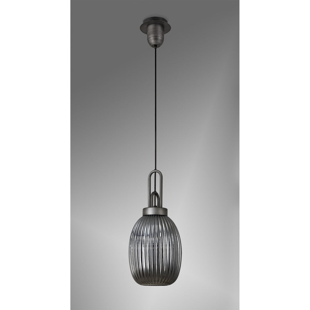 NLK05689 Amsterdam 1 Light Pendant Aged Pewter Matt Black