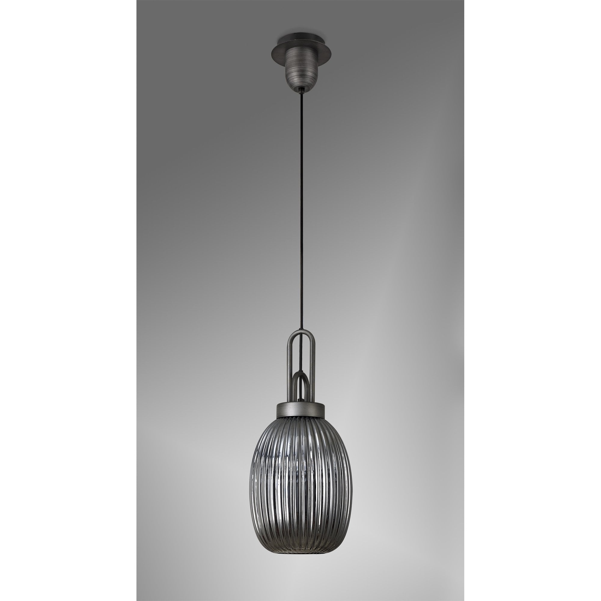NLK05689 Amsterdam 1 Light Pendant Aged Pewter Matt Black