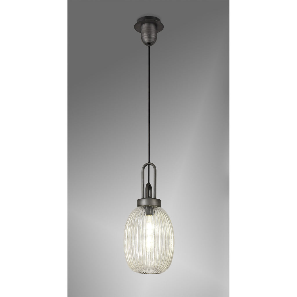 NLK05699 Amsterdam 1 Light Pendant Aged Pewter Matt Black