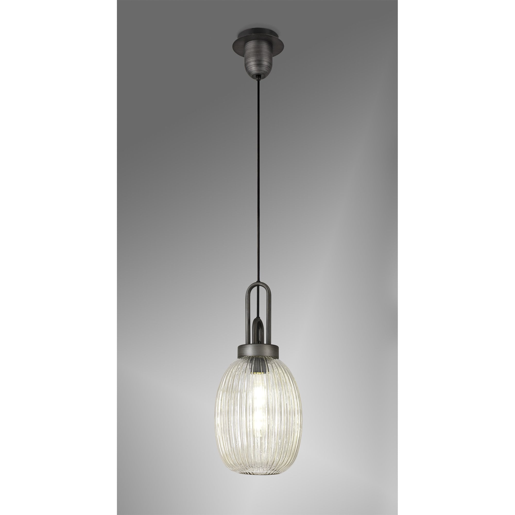 NLK05699 Amsterdam 1 Light Pendant Aged Pewter Matt Black