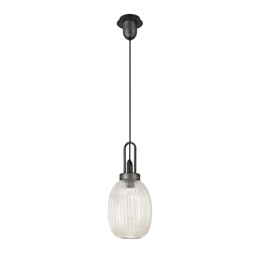 NLK05699 Amsterdam 1 Light Pendant Aged Pewter Matt Black