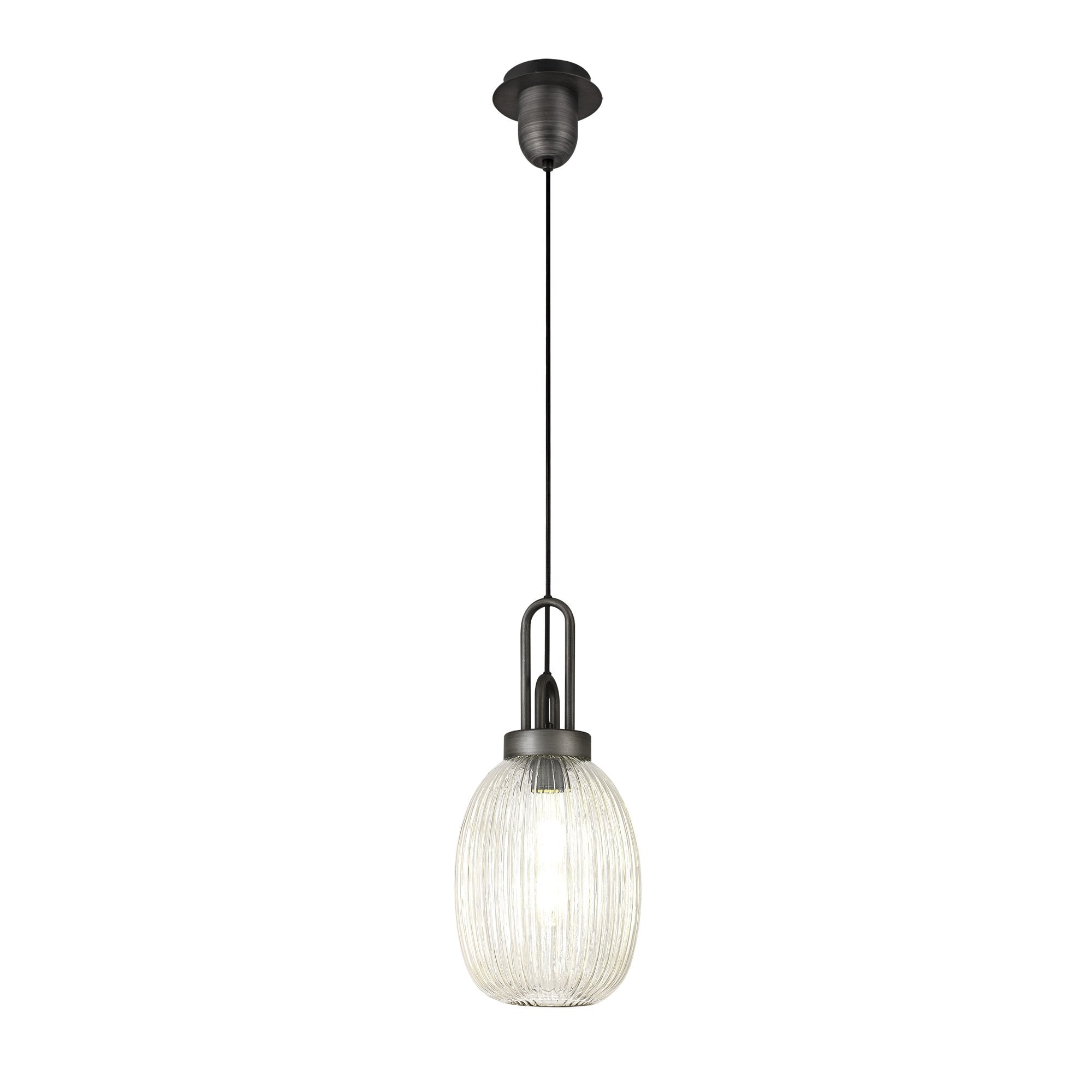 NLK05699 Amsterdam 1 Light Pendant Aged Pewter Matt Black