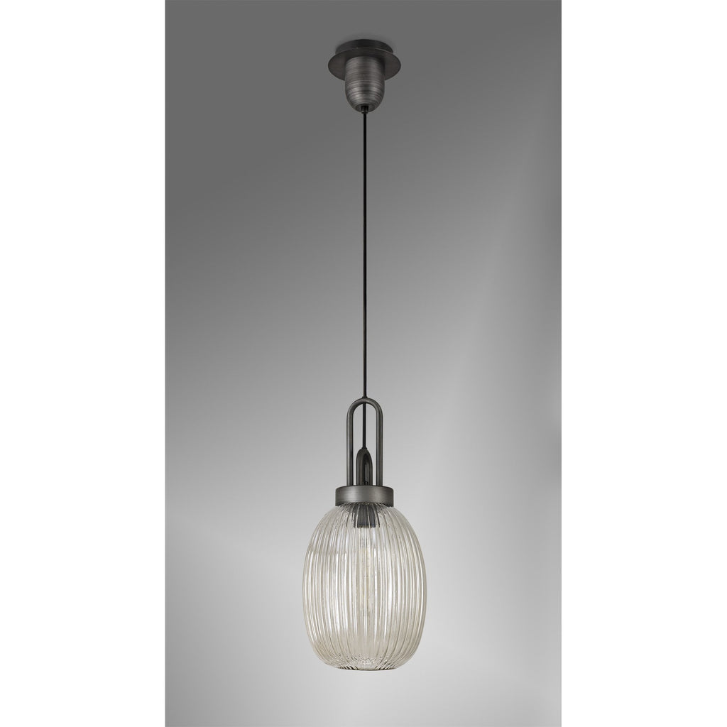 NLK05699 Amsterdam 1 Light Pendant Aged Pewter Matt Black