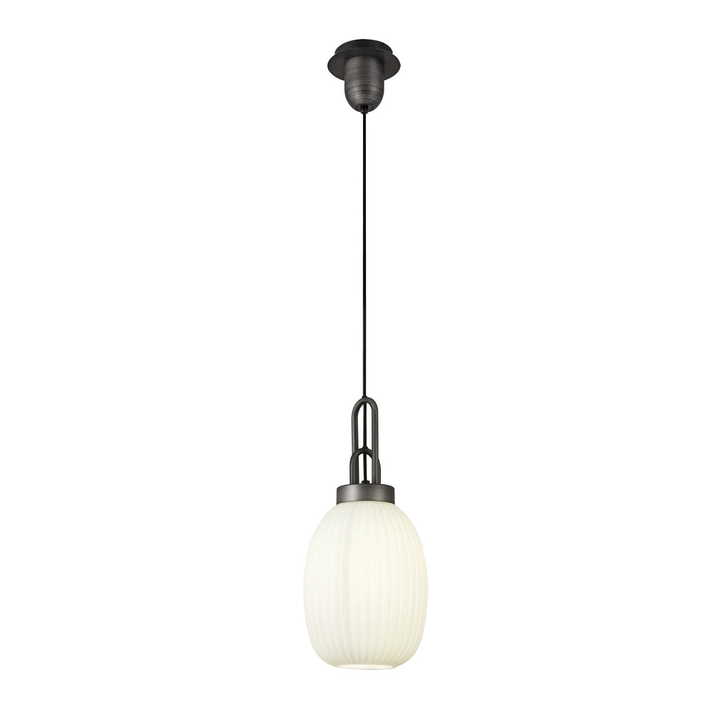 NLK05709 Amsterdam  1 Light Pendant Aged Pewter Matt Black