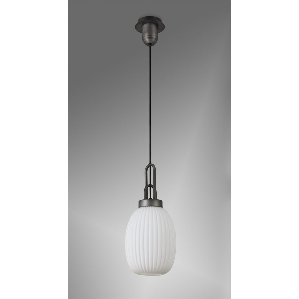 NLK05709 Amsterdam  1 Light Pendant Aged Pewter Matt Black