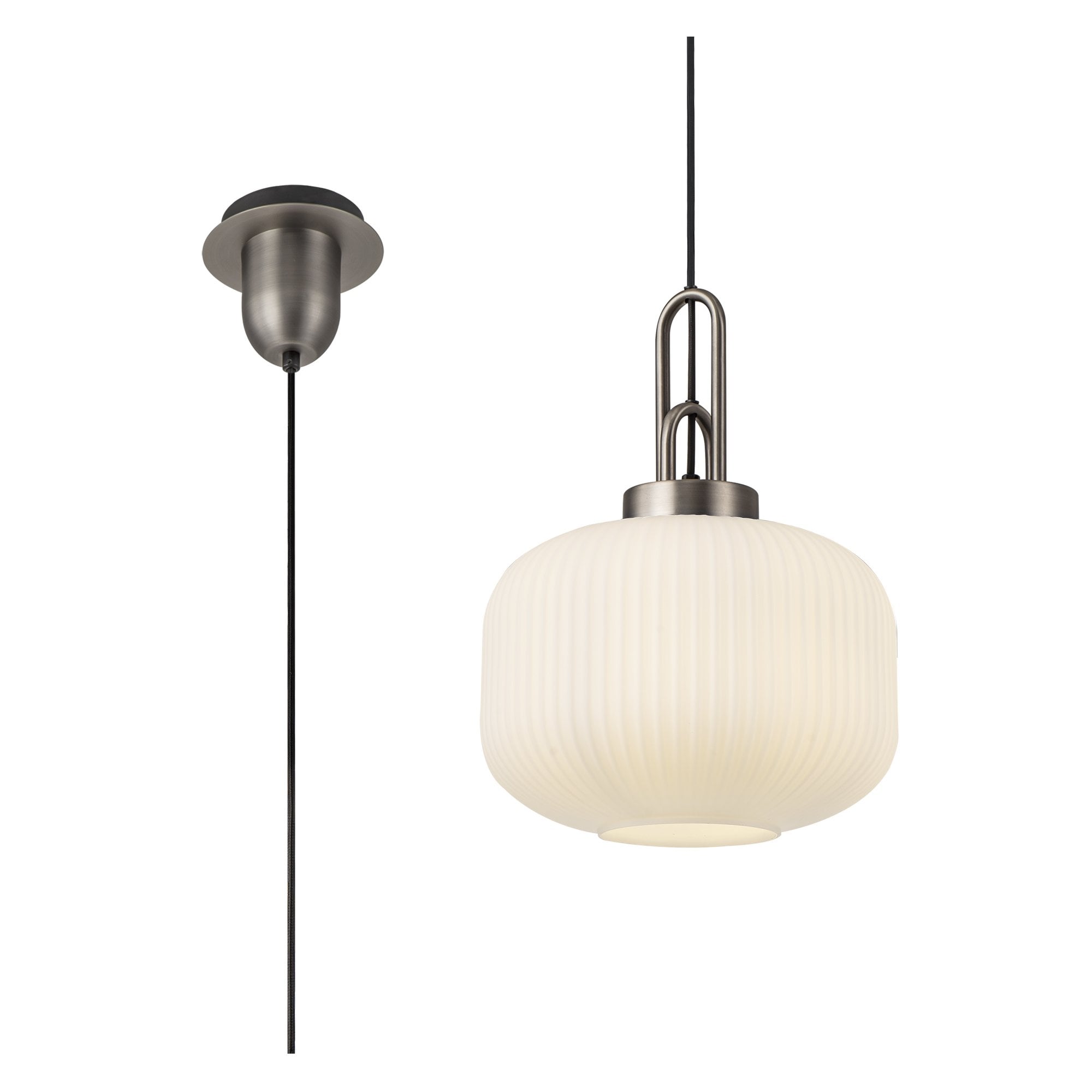 NLK05719 Amsterdam 1 Light Pendant Antique Silver Matt Black
