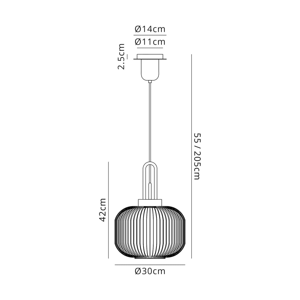 NLK05719 Amsterdam 1 Light Pendant Antique Silver Matt Black