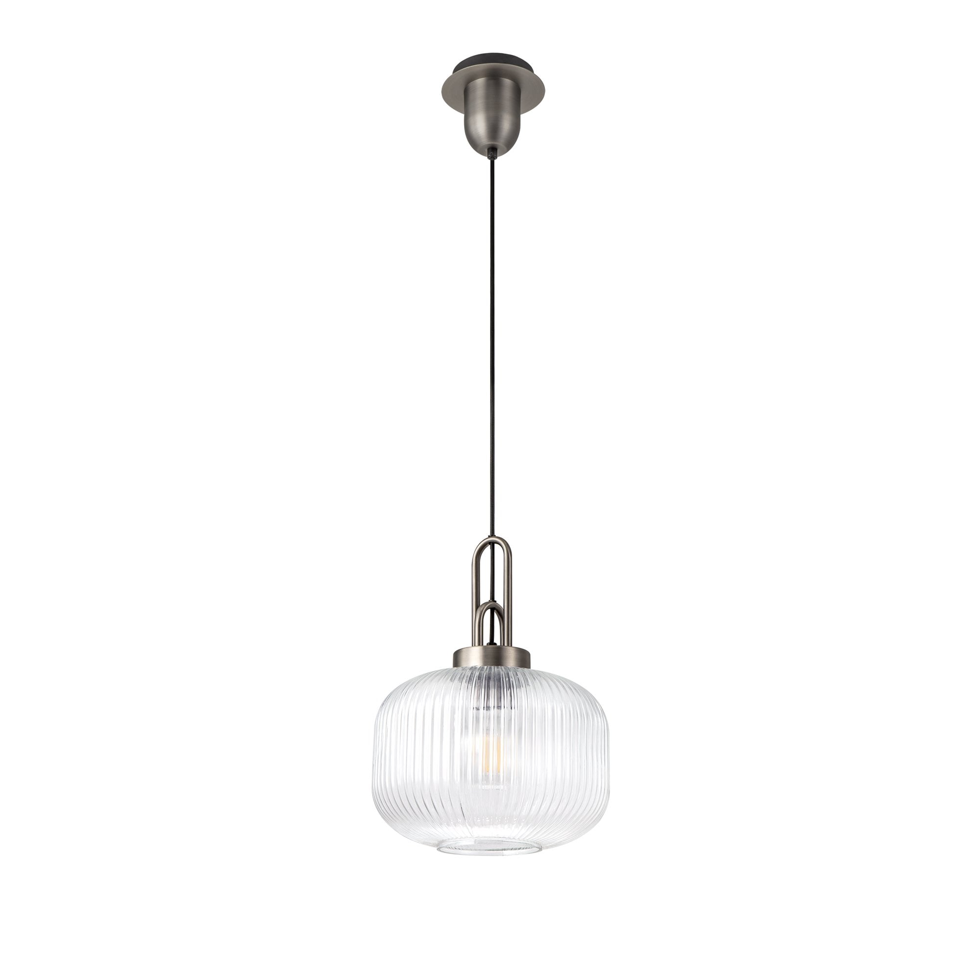 NLK05729 Amsterdam 1 Light Pendant Antique Silver Matt Black