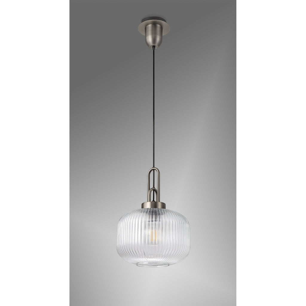 NLK05729 Amsterdam 1 Light Pendant Antique Silver Matt Black