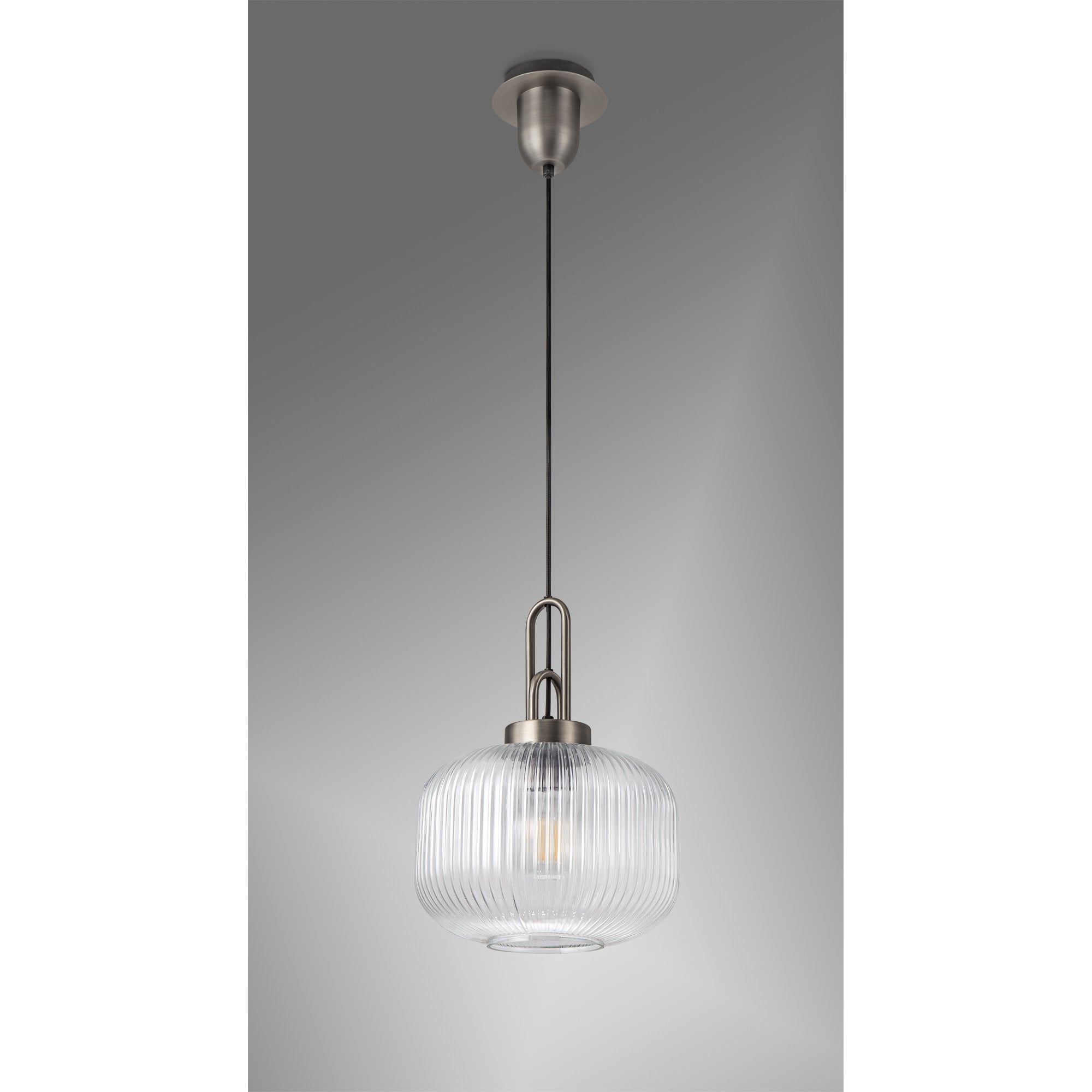 NLK05729 Amsterdam 1 Light Pendant Antique Silver Matt Black