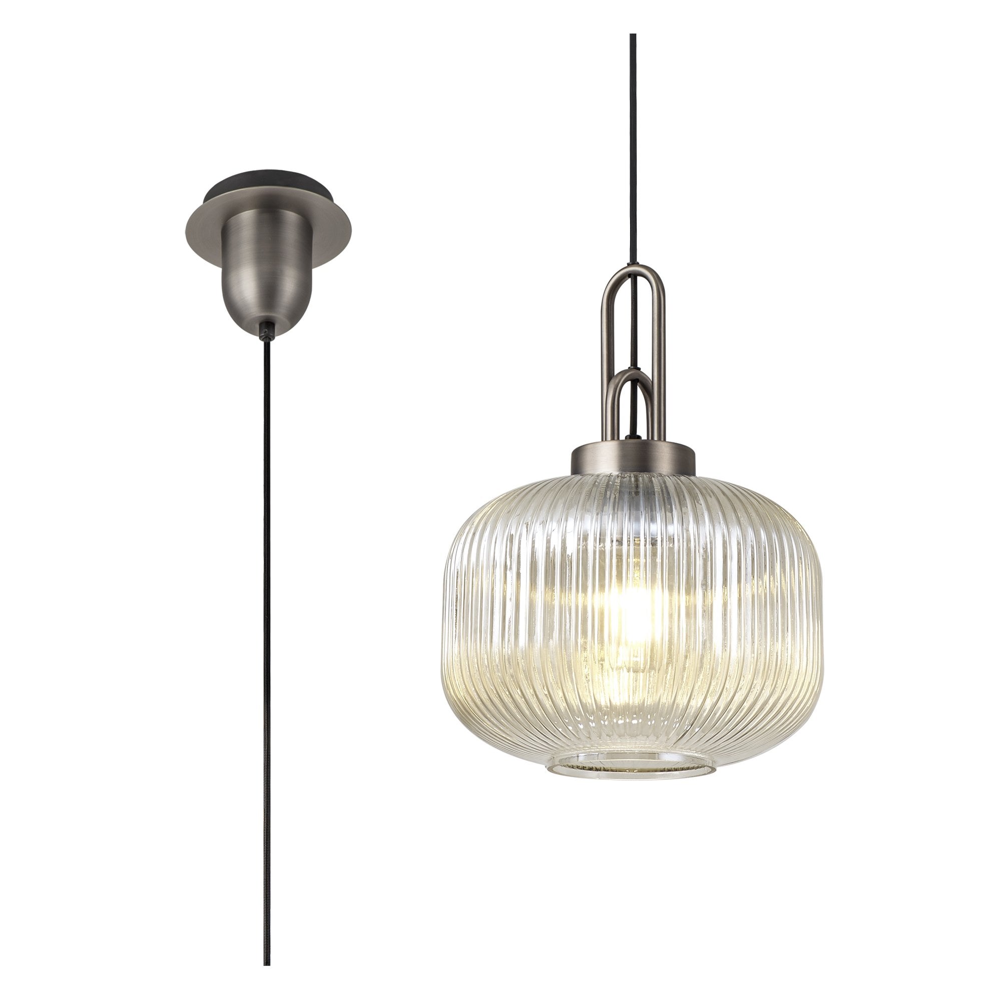 NLK05739 Amsterdam  1 Light Pendant Antique Silver Matt Black