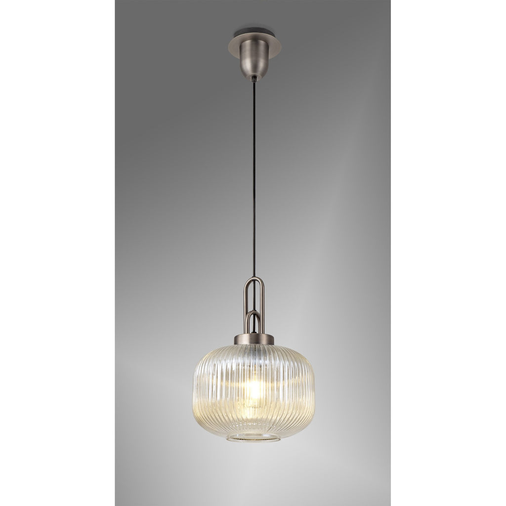 NLK05739 Amsterdam  1 Light Pendant Antique Silver Matt Black