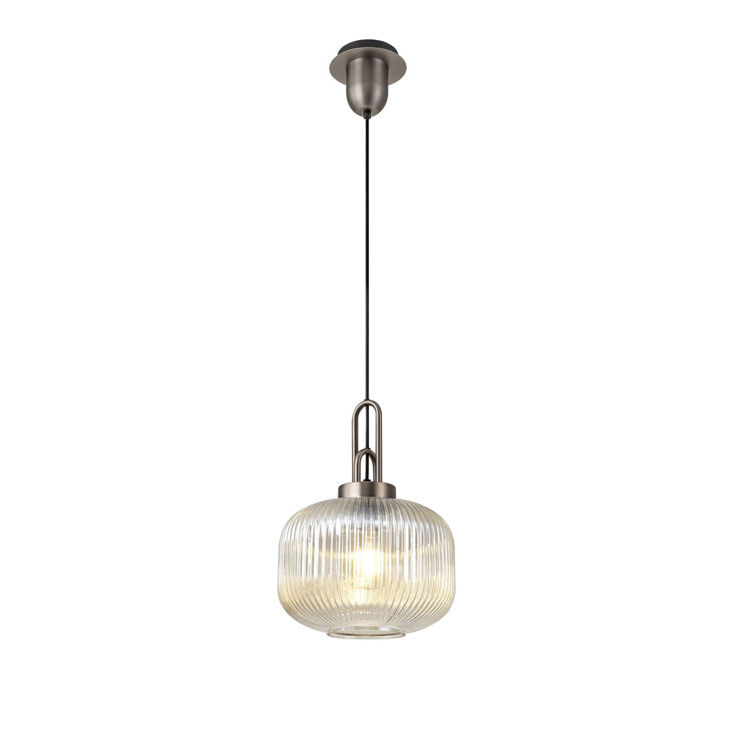 NLK05739 Amsterdam  1 Light Pendant Antique Silver Matt Black