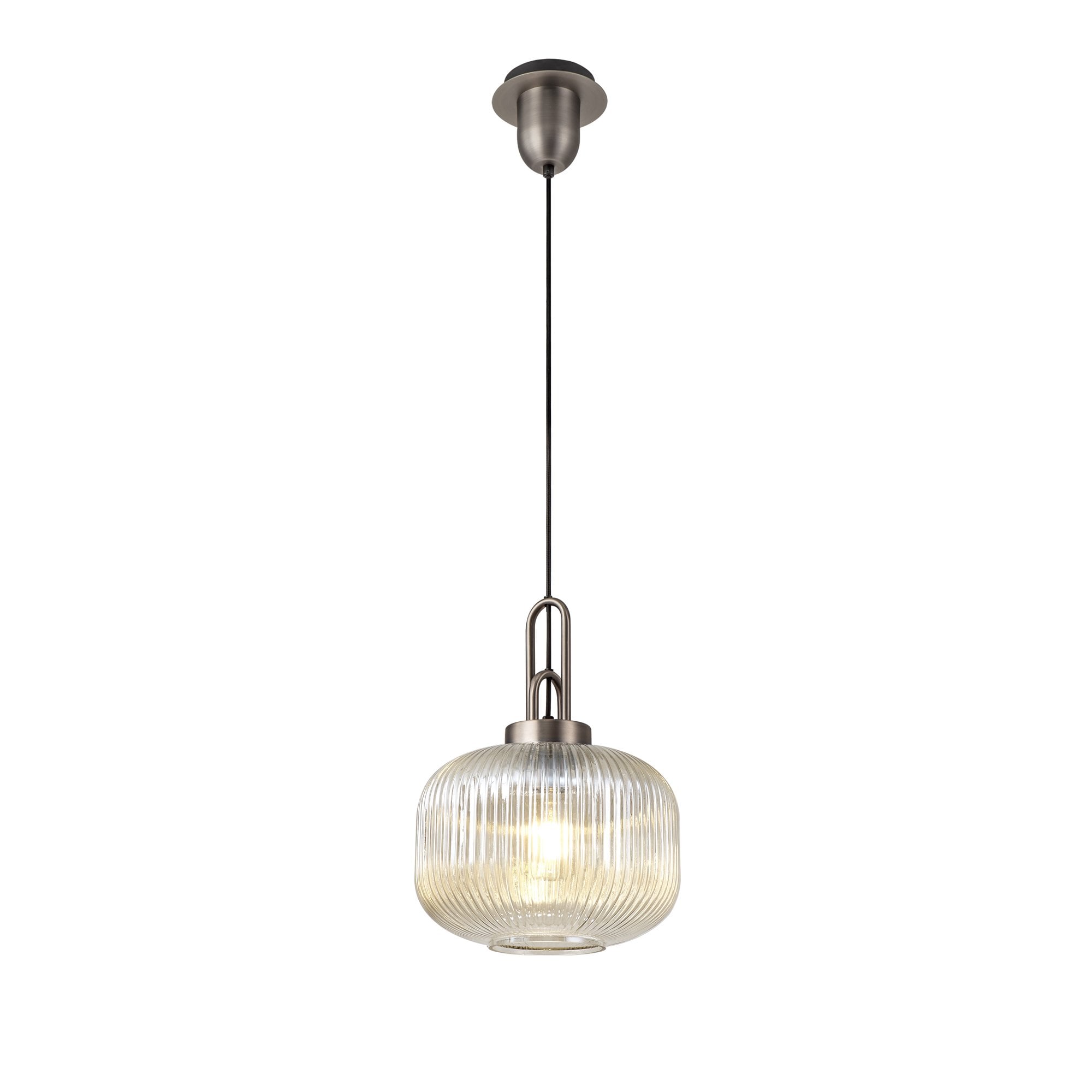 NLK05739 Amsterdam  1 Light Pendant Antique Silver Matt Black
