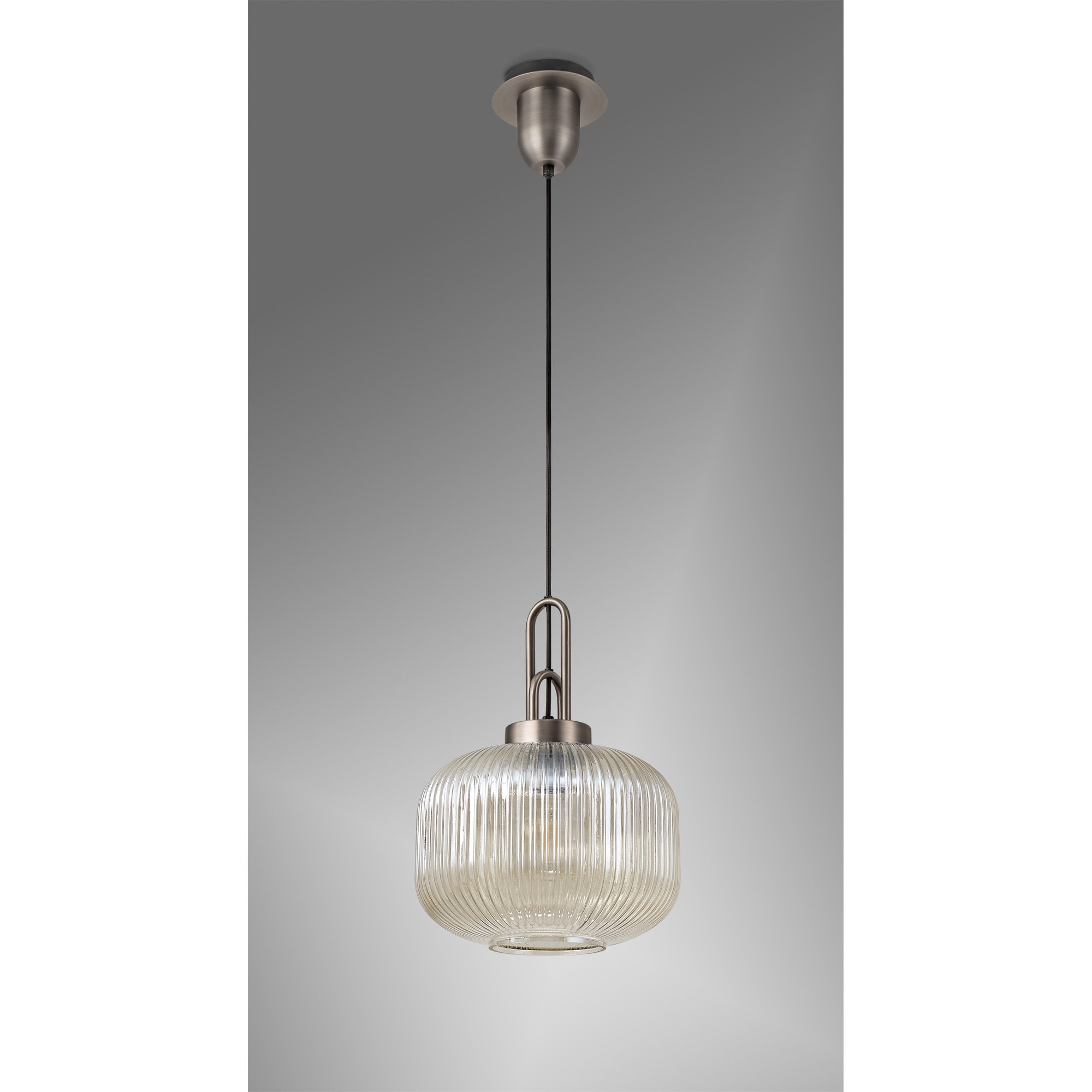 NLK05739 Amsterdam  1 Light Pendant Antique Silver Matt Black