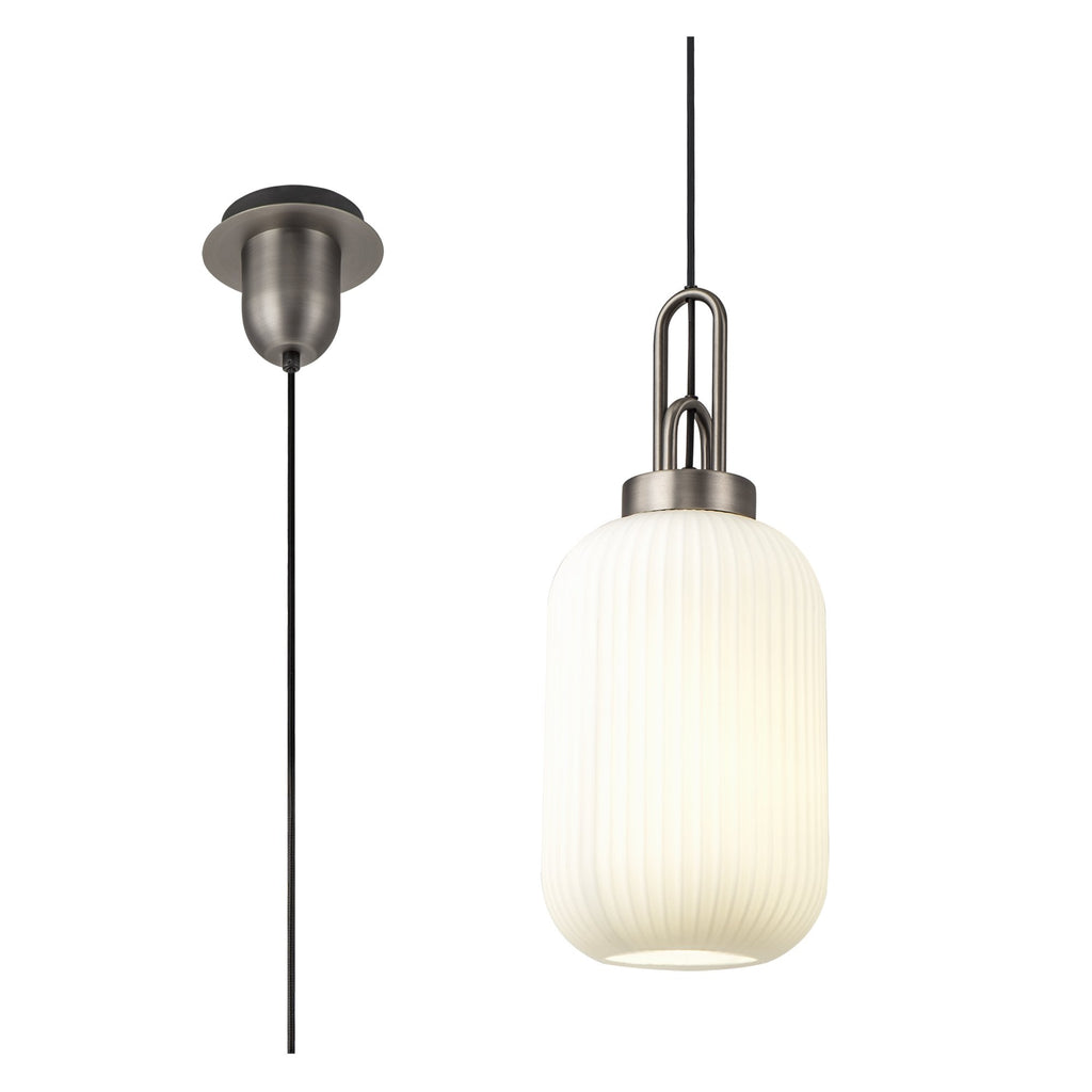 NLK05749 Amsterdam 1 Light Pendant Antique Silver Matt Black