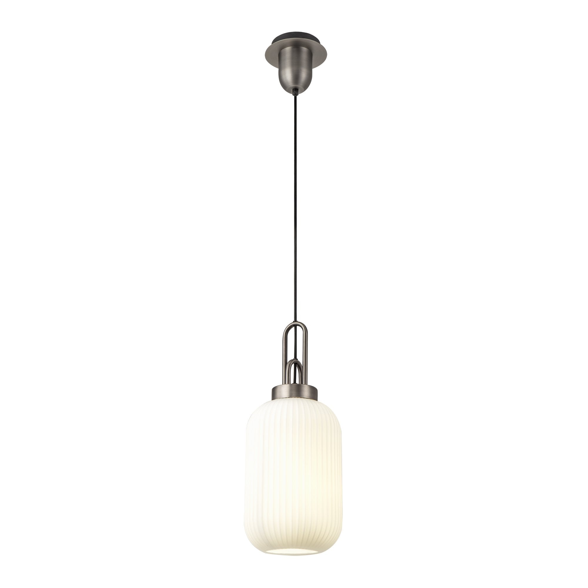 NLK05749 Amsterdam 1 Light Pendant Antique Silver Matt Black