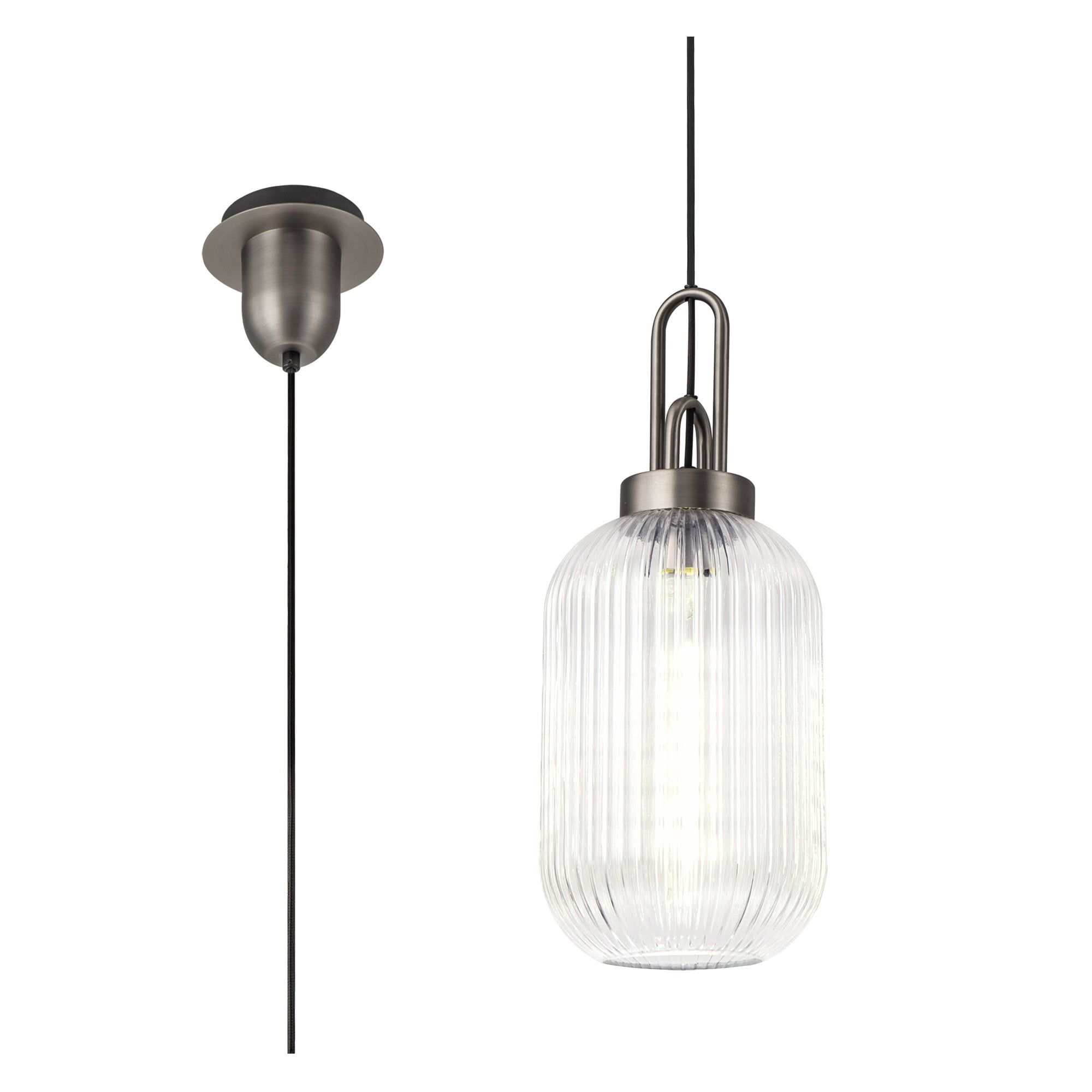 NLK05759 Amsterdam 1 Light Pendant Aged Pewter Matt Black