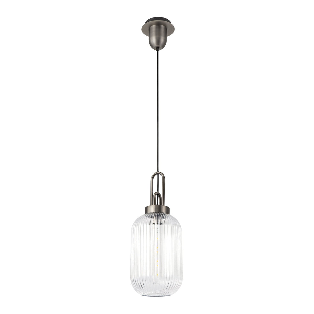 NLK05759 Amsterdam 1 Light Pendant Aged Pewter Matt Black