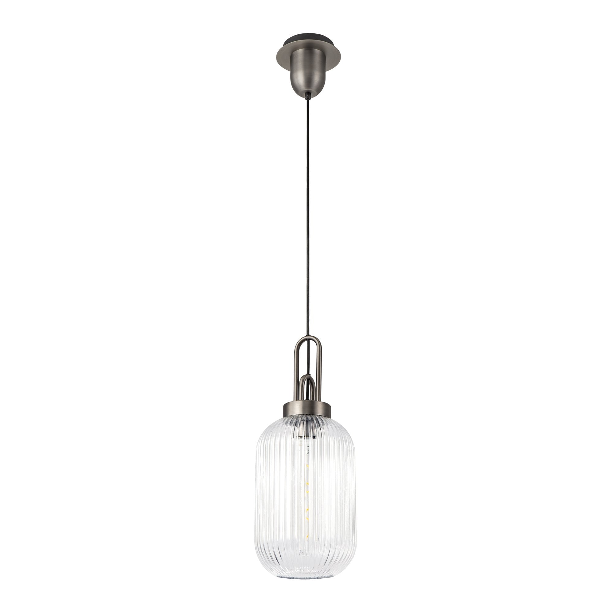 NLK05759 Amsterdam 1 Light Pendant Aged Pewter Matt Black