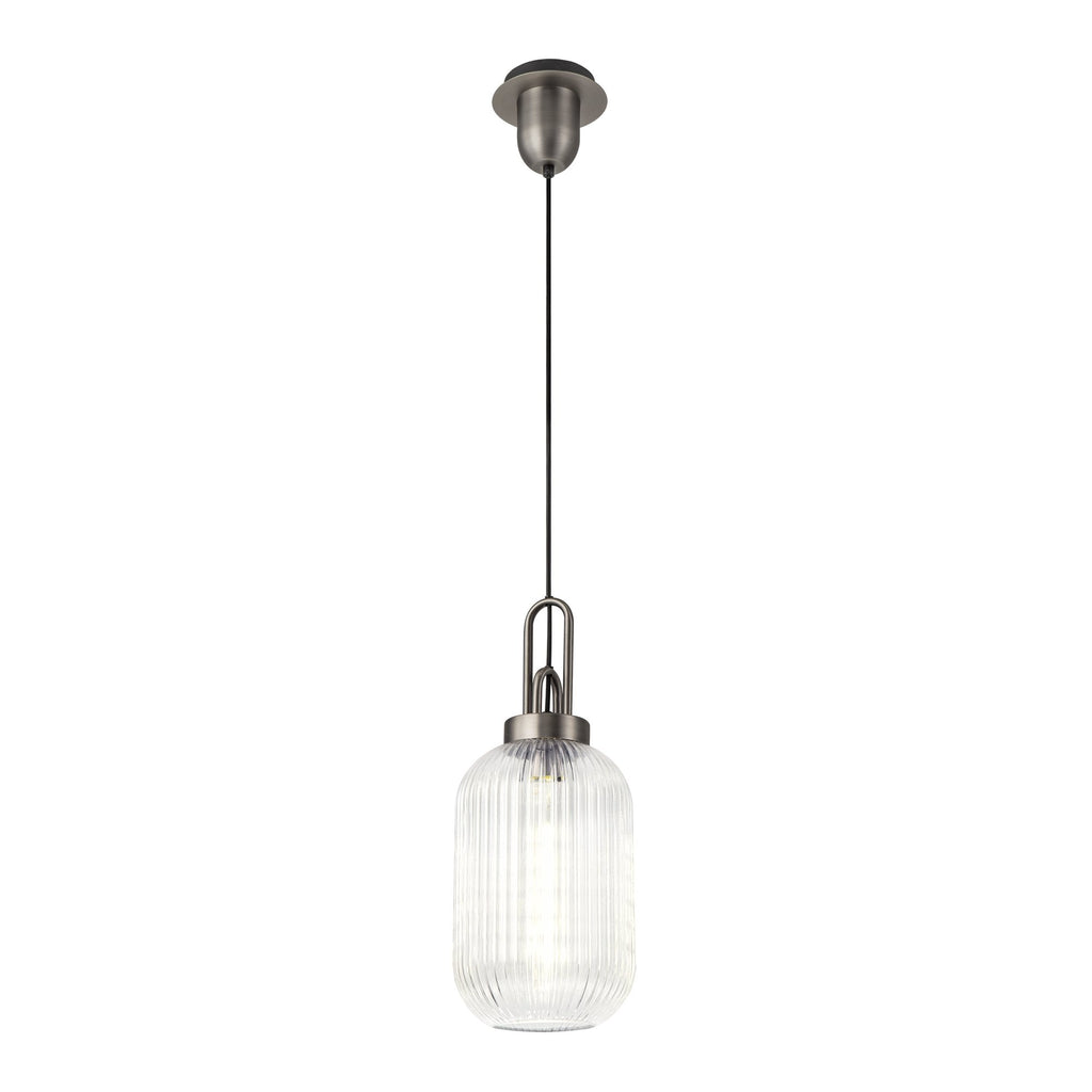 NLK05759 Amsterdam 1 Light Pendant Aged Pewter Matt Black