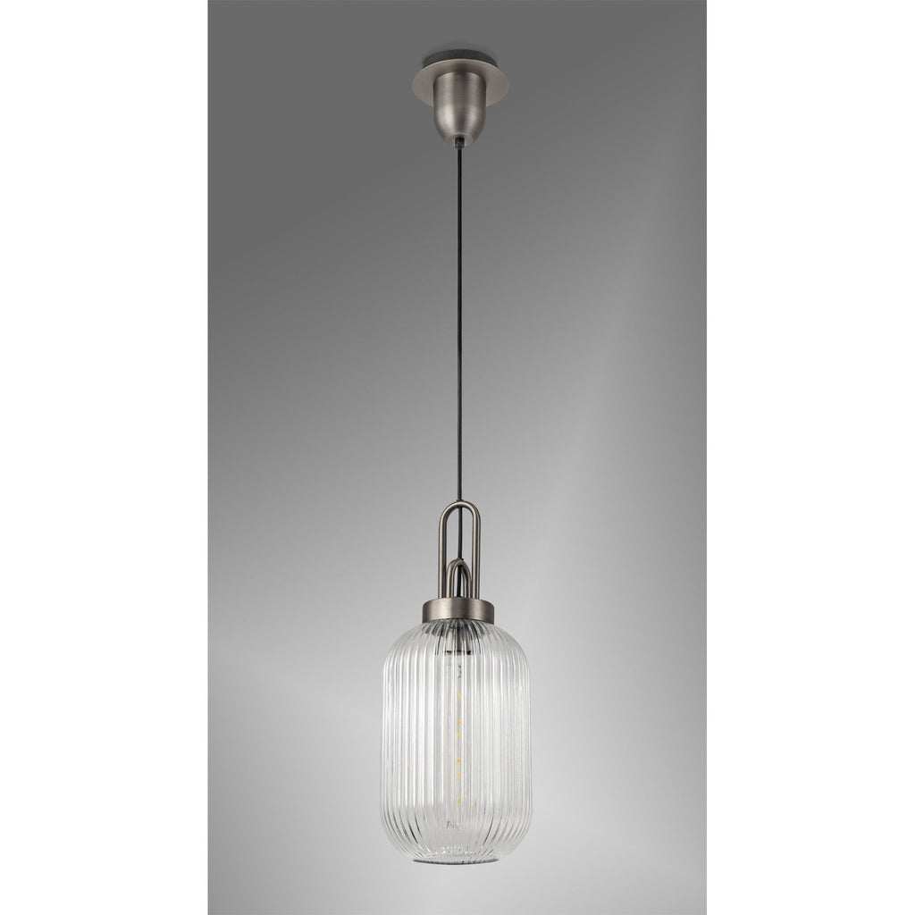 NLK05759 Amsterdam 1 Light Pendant Aged Pewter Matt Black