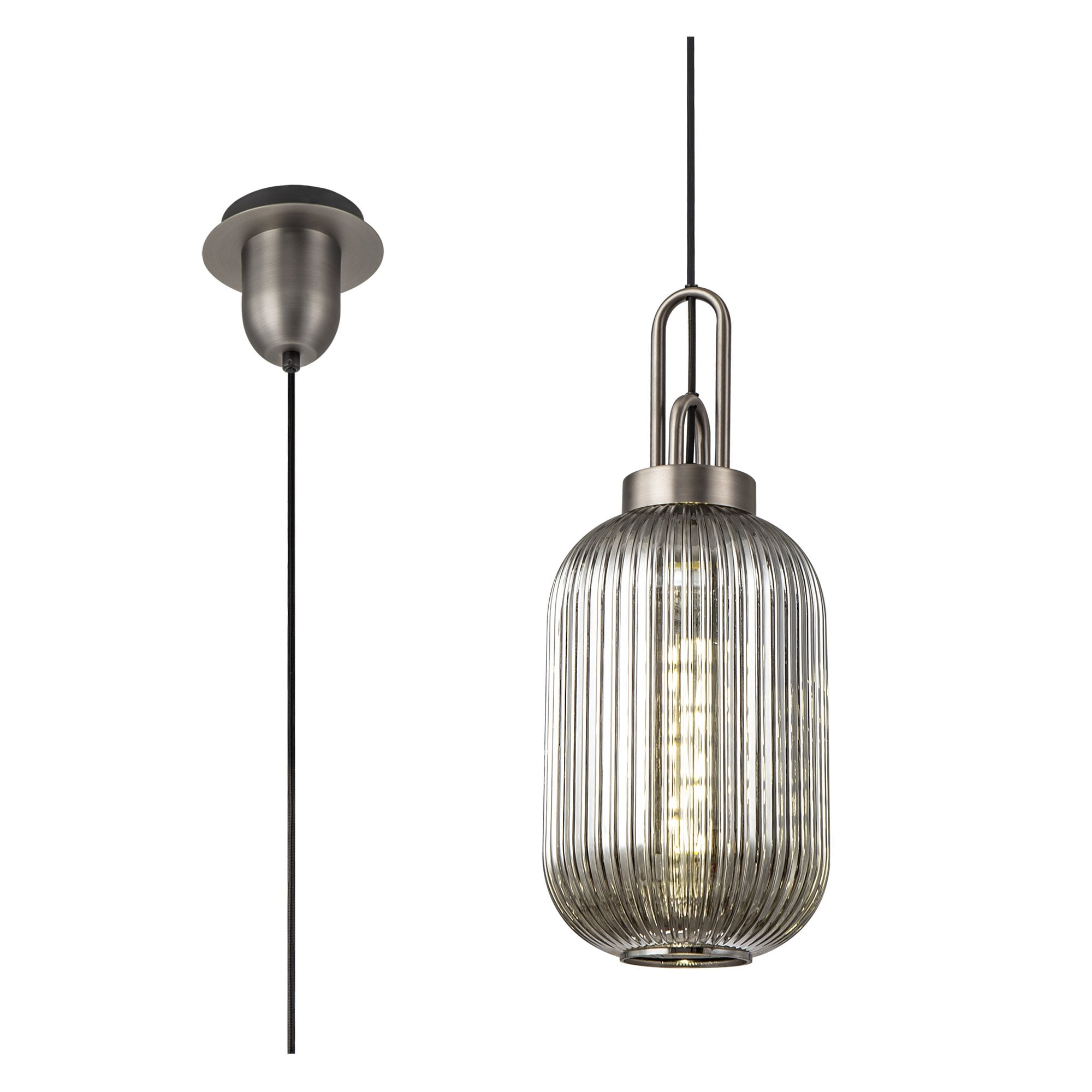 NLK05769 Amsterdam 1 Light Pendant Antique Silver Matt Black