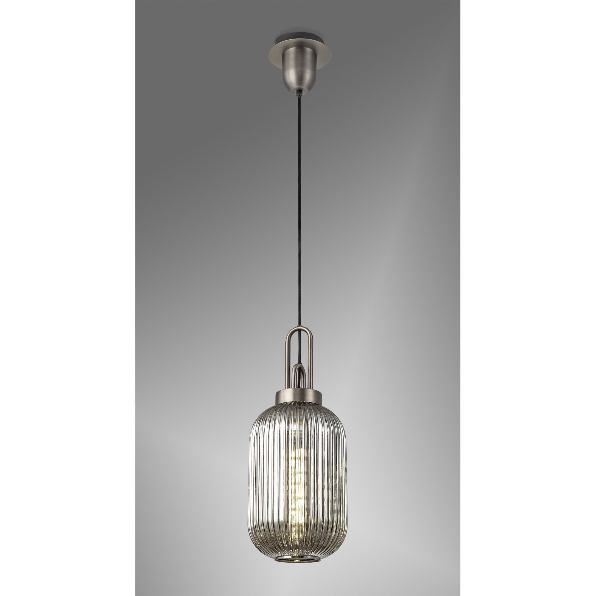 NLK05769 Amsterdam 1 Light Pendant Antique Silver Matt Black