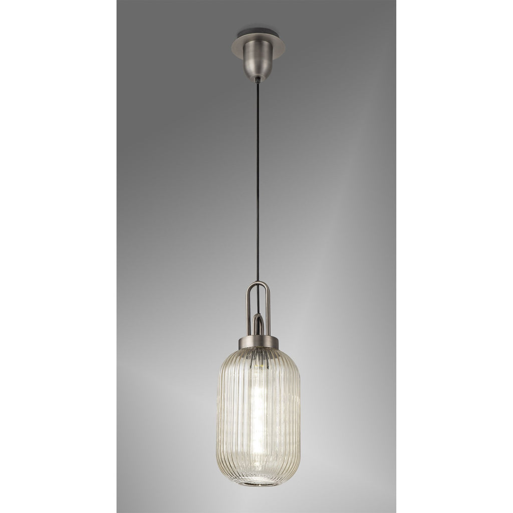 NLK05779 Amsterdam 1 Light Pendant Antique Silver Matt Black