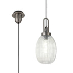 NLK05789 Amsterdam  1 Light Pendant Antique Silver Matt Black