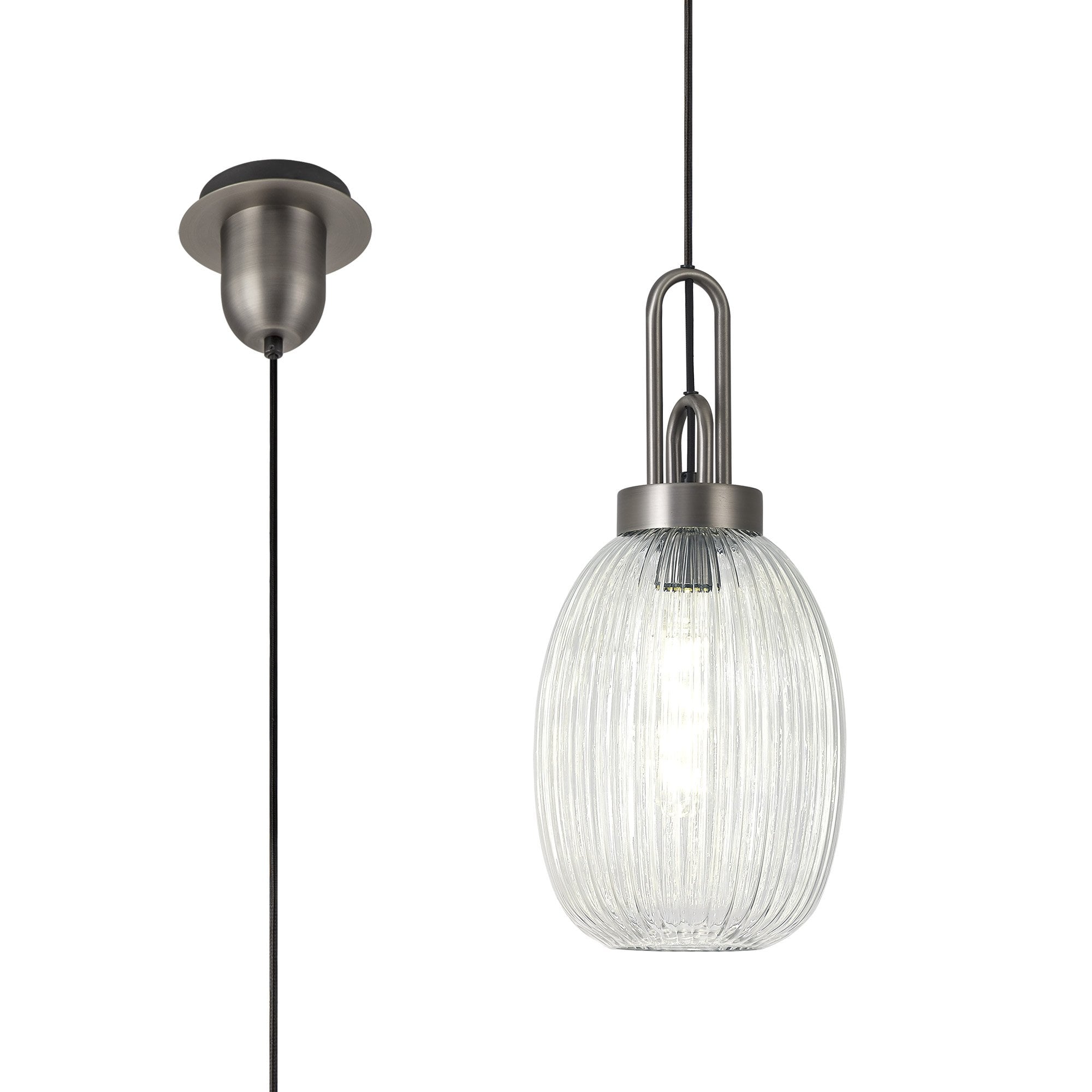 NLK05789 Amsterdam  1 Light Pendant Antique Silver Matt Black