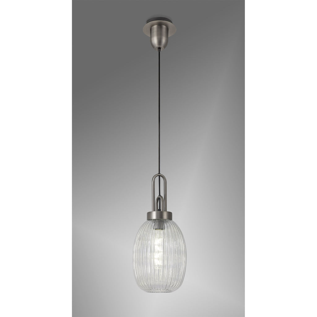 NLK05789 Amsterdam  1 Light Pendant Antique Silver Matt Black