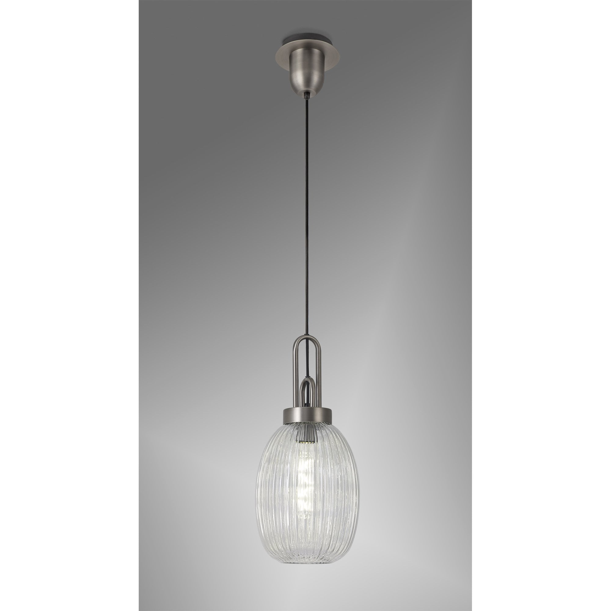 NLK05789 Amsterdam  1 Light Pendant Antique Silver Matt Black