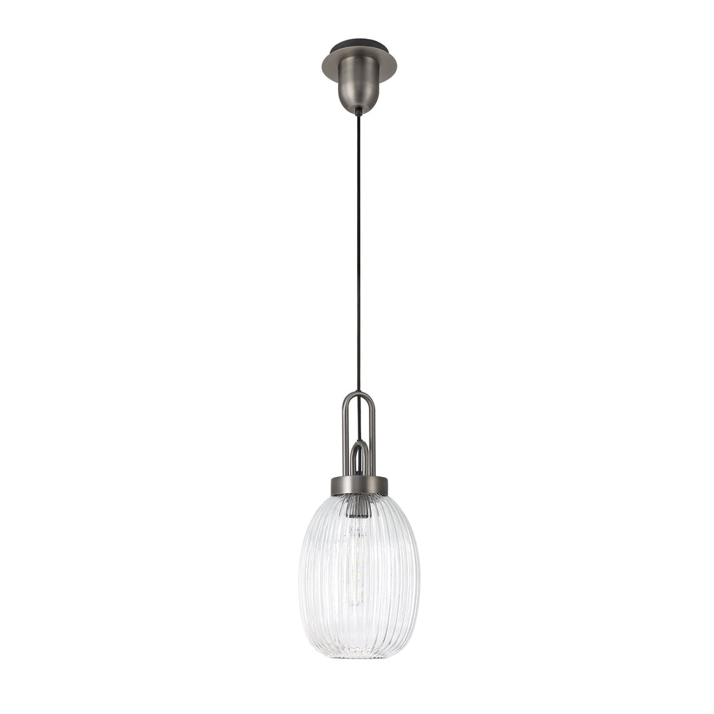 NLK05789 Amsterdam  1 Light Pendant Antique Silver Matt Black