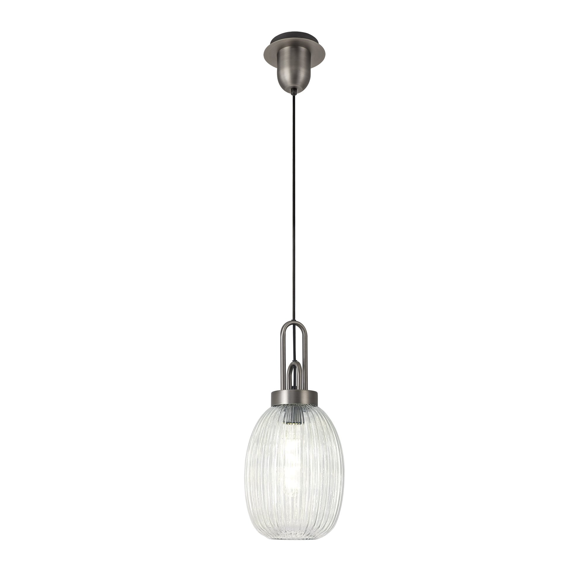 NLK05789 Amsterdam  1 Light Pendant Antique Silver Matt Black